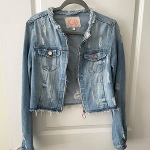 Gianni Bini Cropped Denim Jacket (Size L)
